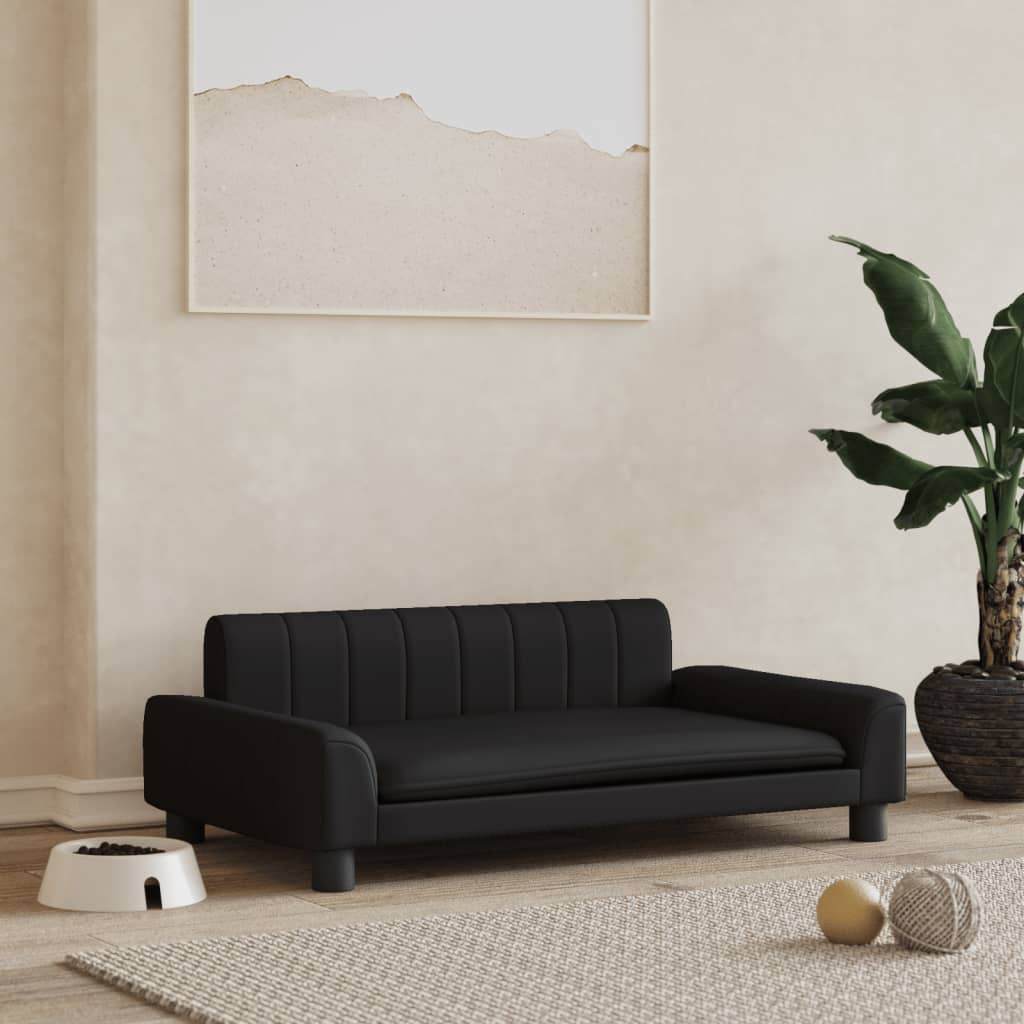 fekete műbőr kutyaágy 90 x 53 x 30 cm (171852)