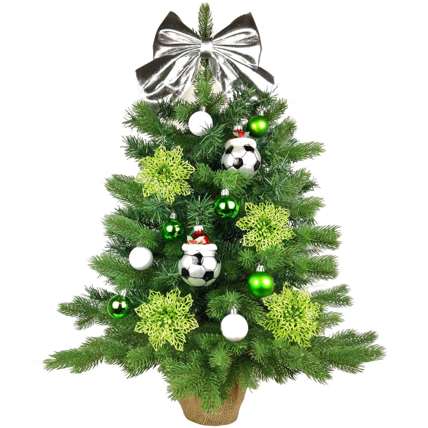 LAALU Díszített karácsonyfa LED világítással - FUTBALL AJÁNDÉK, 37 db dísz, 60 cm (LAU-2216-OZM-60B)