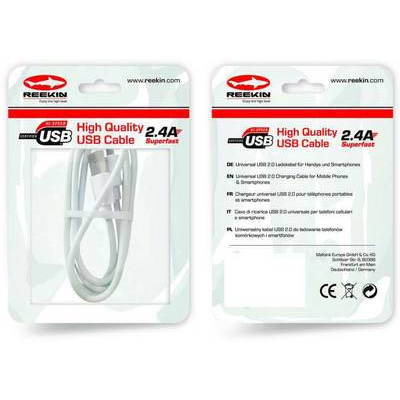 REEKIN Apple iPad/iPhone/iPod Csatlakozókábel [1x USB 2.0 dugó, A típus - 1x Apple Dock dugó Lightning] 1.00 m Fehér (CAB-011WH)