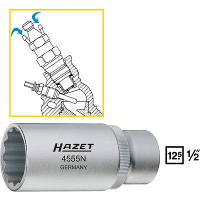 Dugókulcsfej, kettős hatlapú, belső négyszög 12,5 mm (1/2), Hazet 4555N (4555N)