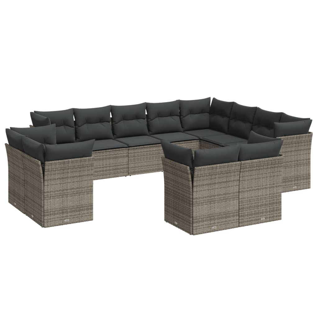 12 részes szürke polyrattan kerti ülőgarnitúra párnákkal (3218530)