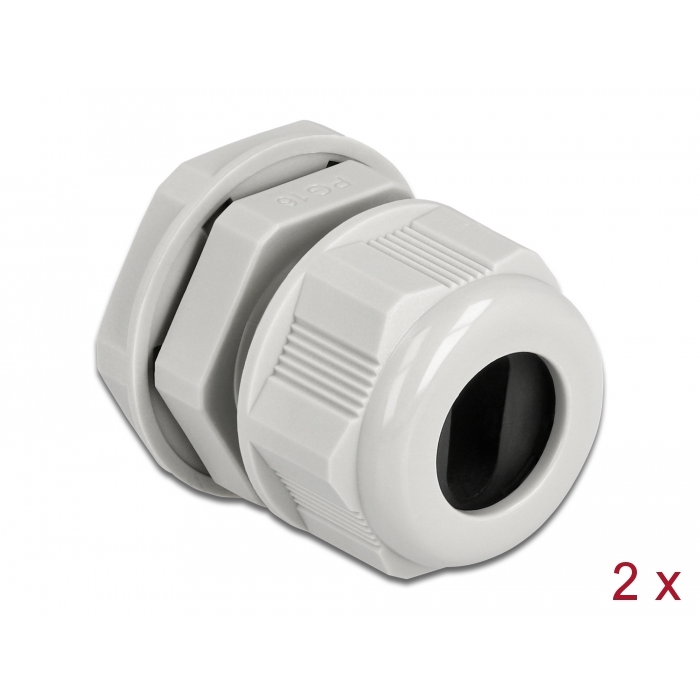 Delock Kábel tömszelence PG16 két kábelbemenettel 2 db. Szürke (60386) (60386)