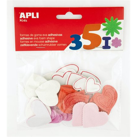 Corazones de Goma Eva con Purpurina 52 uds