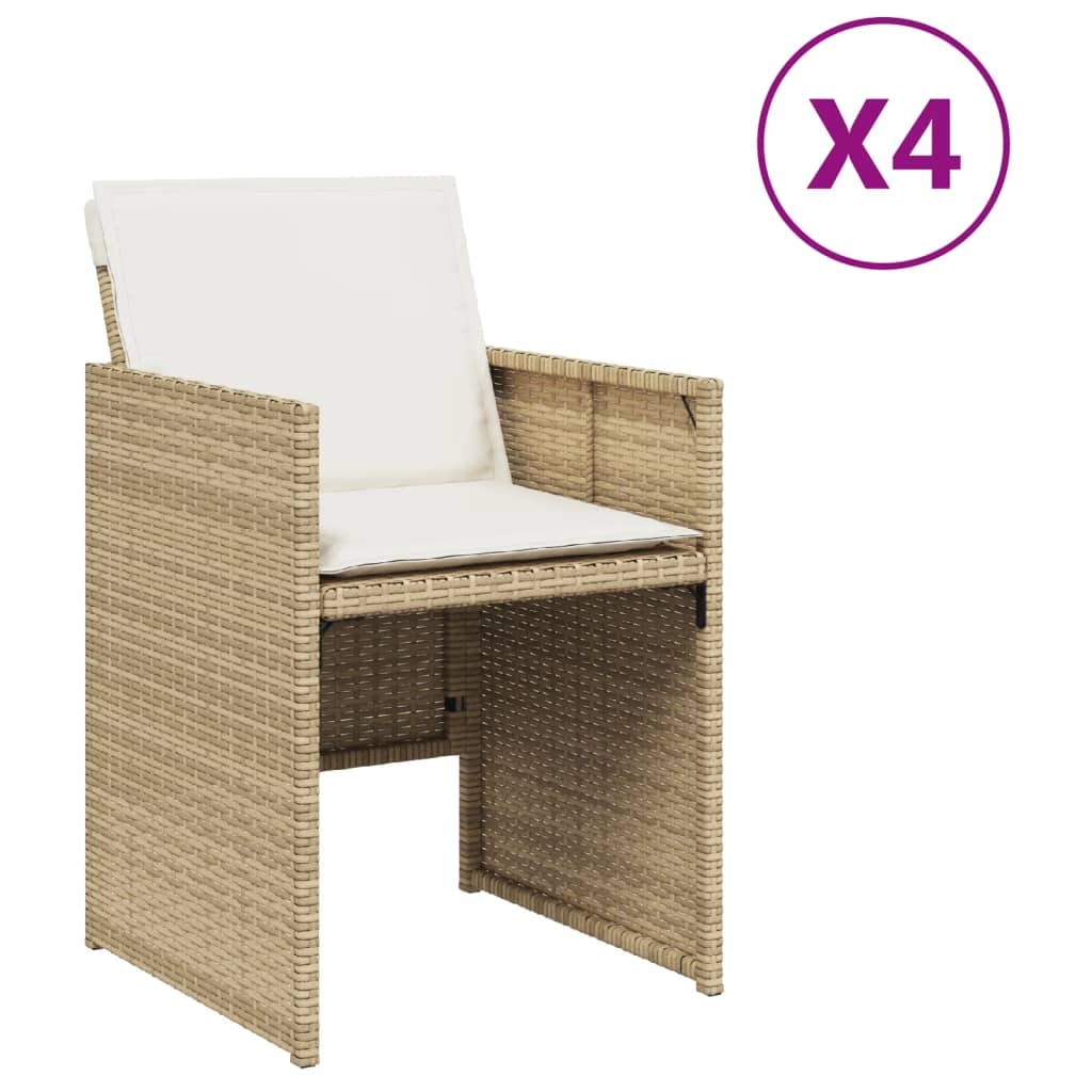 4 db bézs polyrattan kerti szék párnával (4007439)