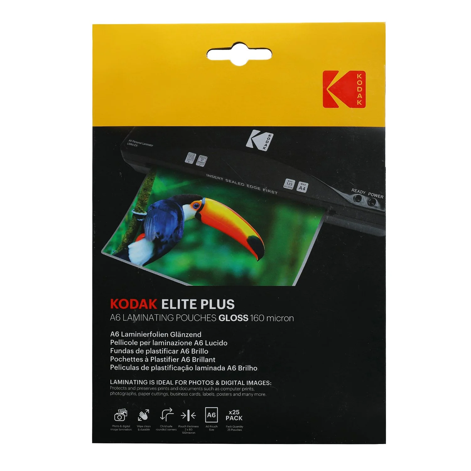 Kodak 160 mikron A6 fényes lamináló fólia (25 db / csomag) (KO-LMA6-PK25A)