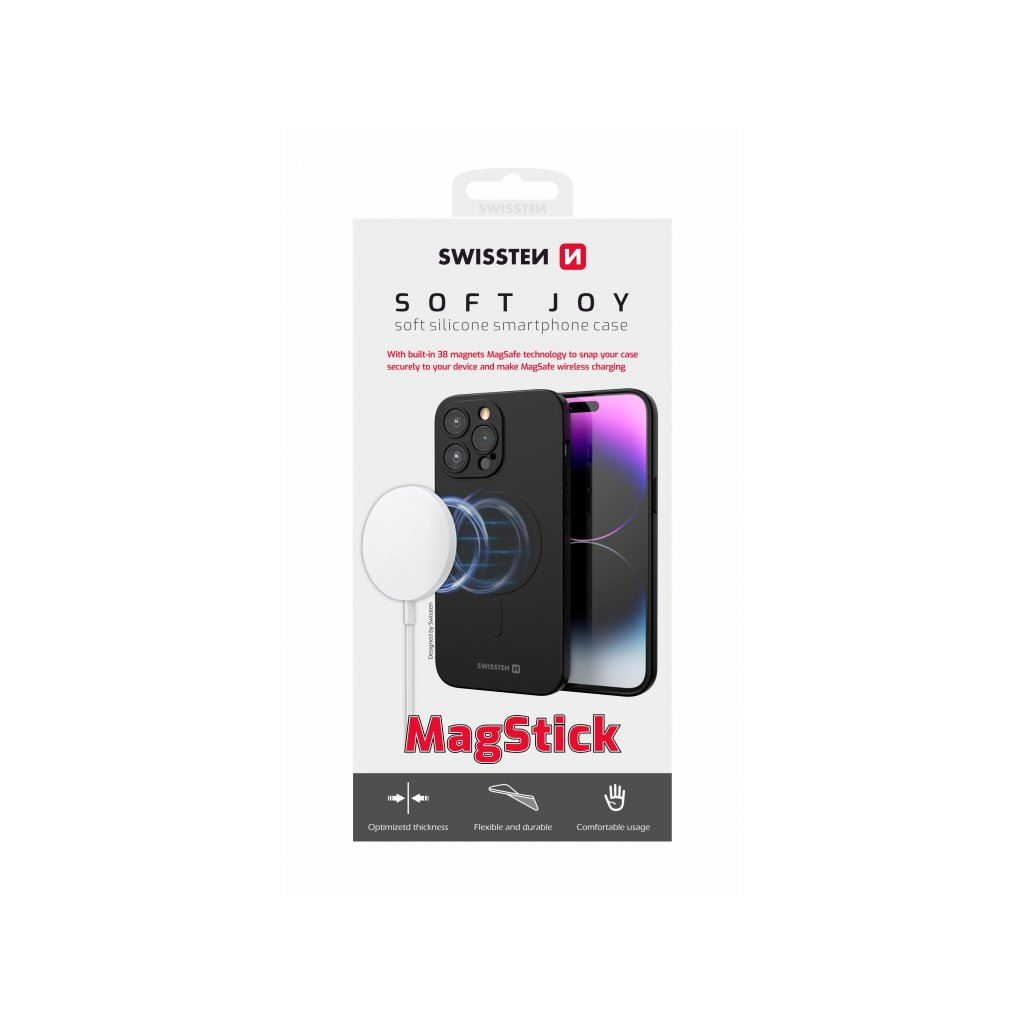 Swissten Soft Joy MagStick Apple iPhone 14 Plus szilikon tok fekete (35500111) (Swissten35500111)