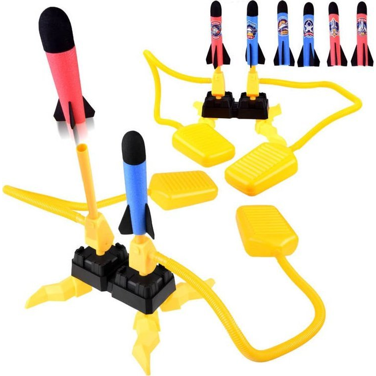 Lábpedálos Nagy Rakétavető Készlet 6 Habszivacs Rakétával (ZA4357)