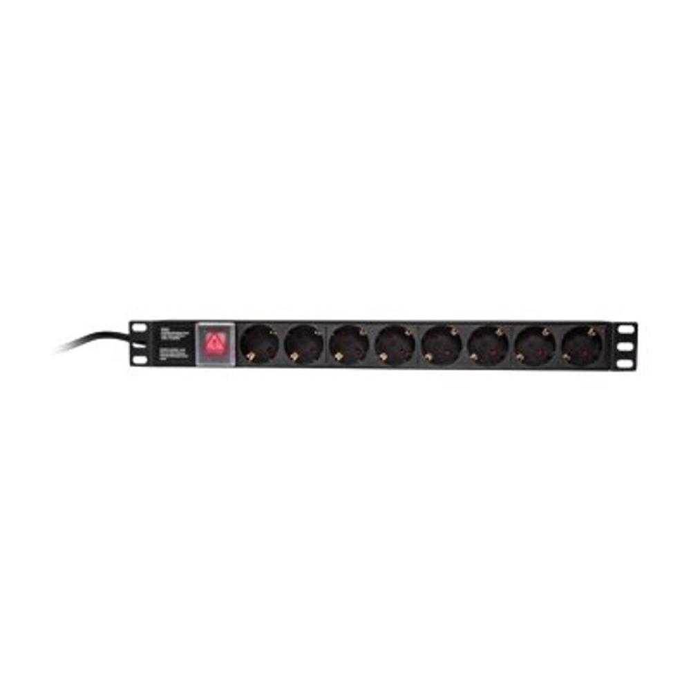 KAB LogiLink PDU8C01 8-s hosszabbító elosztó ki/be kapcsoló gombbal - Fekete (PDU8C01)