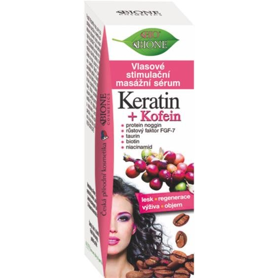 BIONE COSMETICS Bio Keratin és Koffein Stimuláló masszázs szérum hajra 215 ml