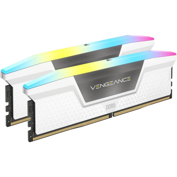 Памет Corsair Vengeance RGB 64GB, DDR5, 6400MHz, CL32, 2x32GB, Intel XMP, Бял