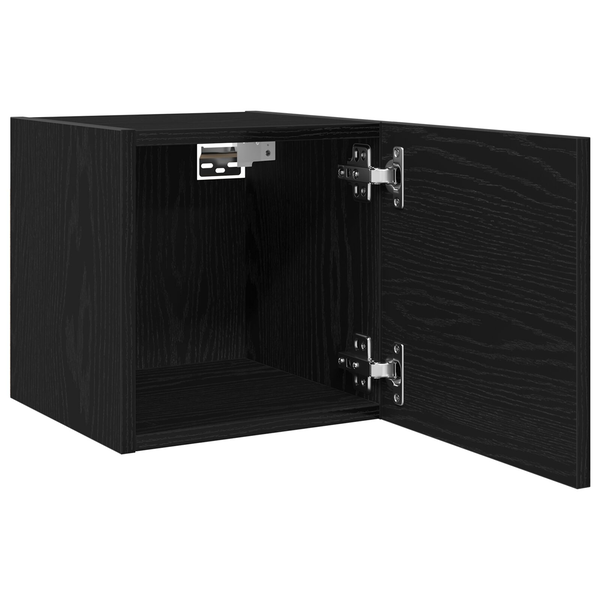 Cabine TV de perete 2 buc Negru Stejar 30,5x30x30 cm