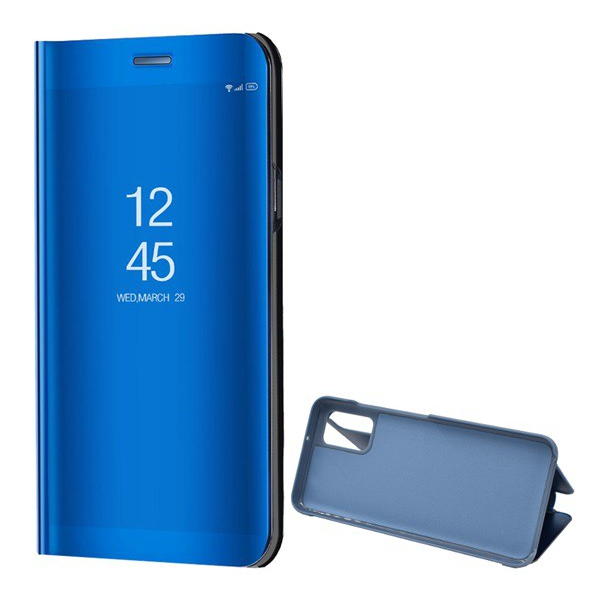 Tok álló (aktív flip, oldalra nyíló, asztali tartó funkció, tükrös felület, Mirror View Case) KÉK [Samsung Galaxy A03s (SM-A037F)] (5996591158358)