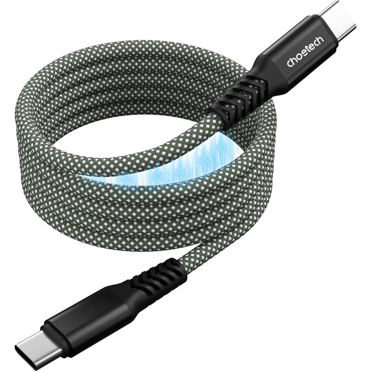 Choetech PD100W USB-C to USB-C 1M Magnet Nylon Cable--green (XCC-1081- GN)