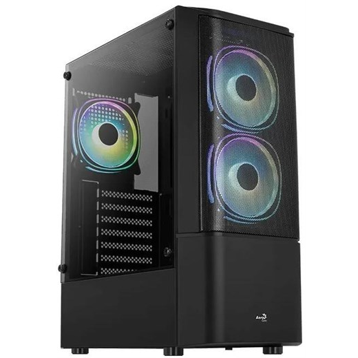 Aerocool Quantum Mesh V3, Caja Gaming Atx, 3x Ventilador Rgb, Cristal Templado + Frontal Mesh