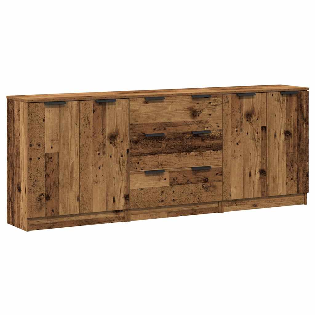 3 db antik fa színű szerelt fa tálalószekrény 60 x 30 x 70 cm (3329225)