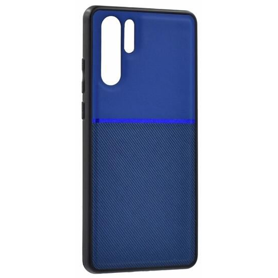 Gigapack Huawei P30 Pro mágneses, bőr hatású, csíkos mintás tok sötétkék (GP-131087)