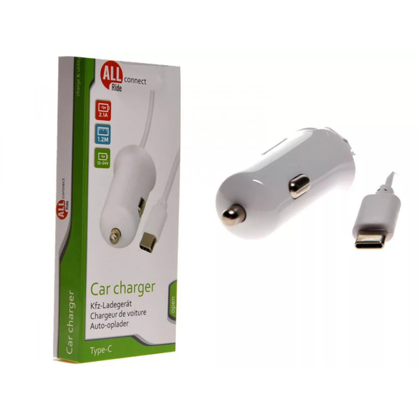 All Ride AllRide, Szivargyújtós Töltő, USB-C kábellel, 1,2 m kábel, 2,1A 12-24V (33097886)