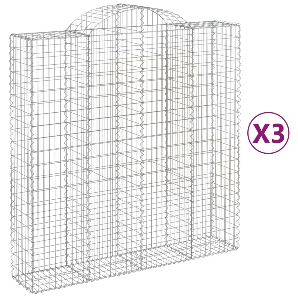 3 db íves horganyzott vas gabion kosár 200x50x200/220 cm (3146426)