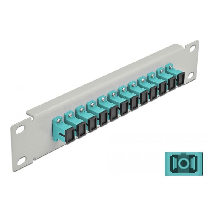Delock 10 üvegszálas patch panel 12 portos SC Simplex vízkék 1U szürke (66784) (DE66784)