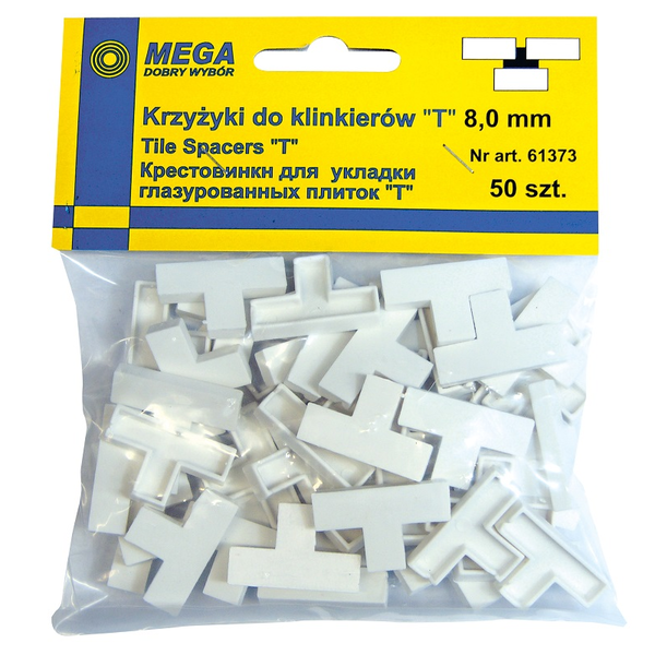  Mega Krzyżyki dystansowe typu T do klinkieru 8mm 50szt. (61373)