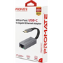 Promate Átalakító - GIGALINK C (USB-C adapter, 1000 Mbps, RJ45, szürke)