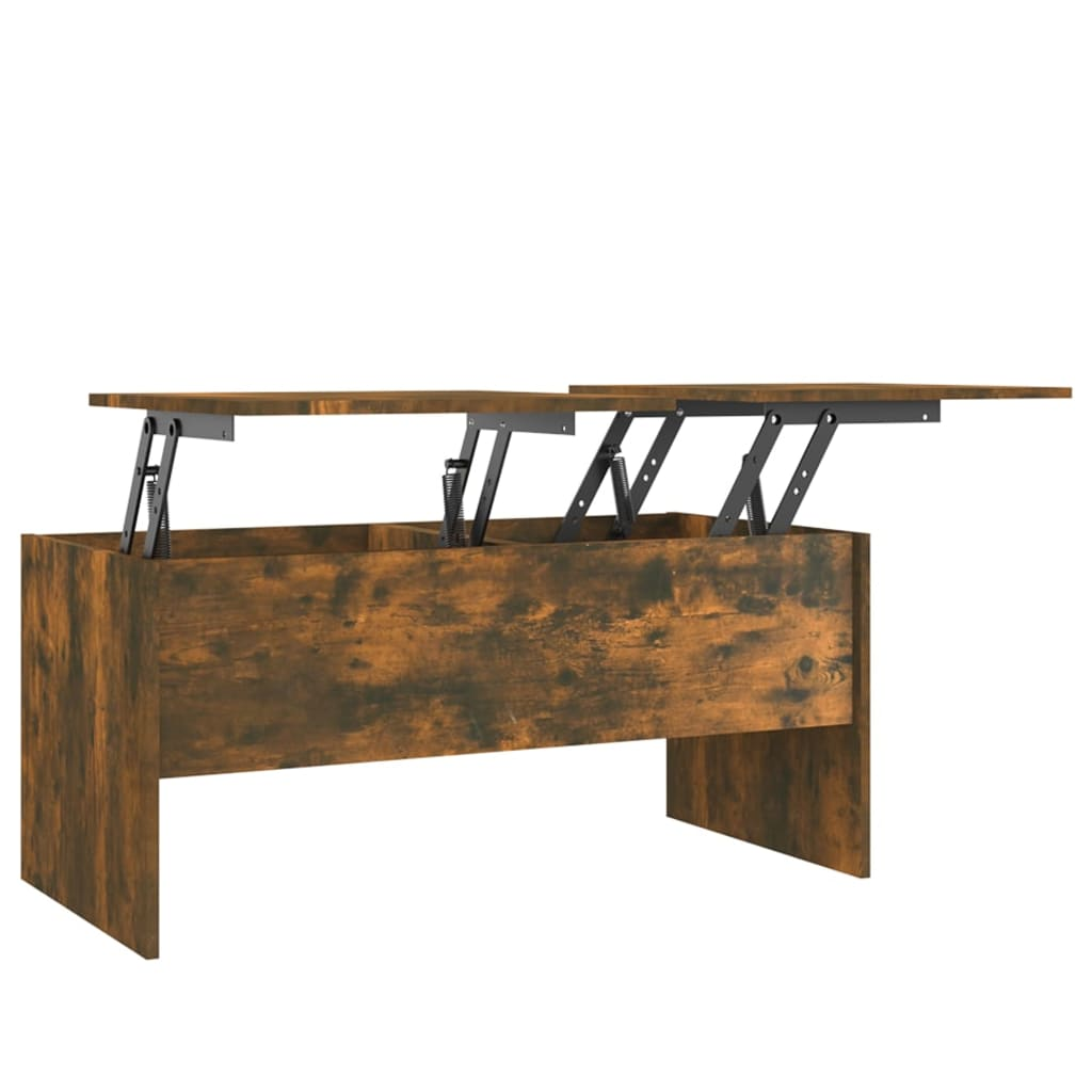 füstös tölgyszínű szerelt fa dohányzóasztal 102x50,5x46,5 cm (819299)