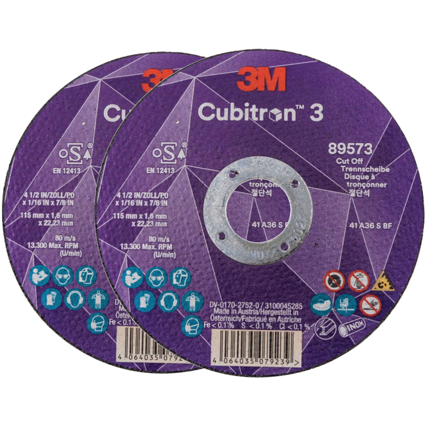 3M Cubitron 3 vágókorong, méret 115×1,6 mm, 2 db, 89573 (7100304003)