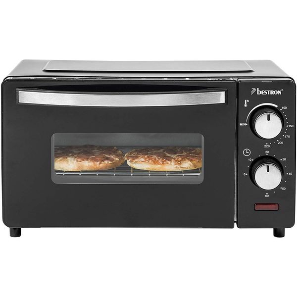 Компактна електрическа фурна Bestron AOV9, капацитет 9 литра, 800W, таймер, грил, черна