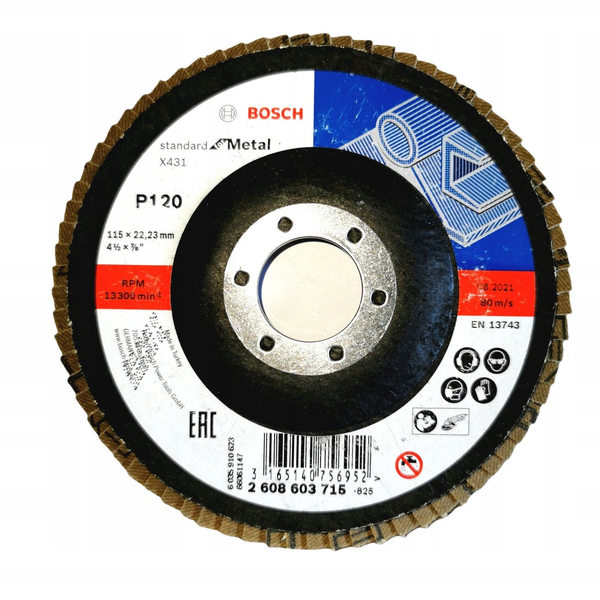 Bosch Accessories 2608603715 X431 Felületcsiszoló korong Ø 115 mm Furat átmérő 22.33 mm Acél 1 db