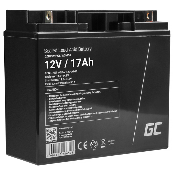 Green Cell Agm51 Batería De Vehículos Sealed Lead Acid (vrla) 17 Ah 12 V