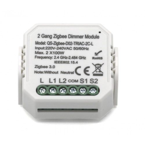 SMARTZILLA Tuya Zigbee kapcsoló mögé rejthető 2 csatornás dimmelhető kapcsoló okosító (2046404-2) (smart20464042)