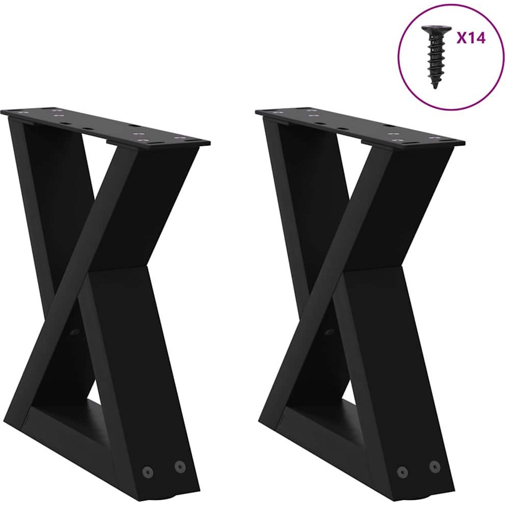 dohányzóasztal lábak 2 db Fekete 30x(30-31,3) cm acél (4012676)