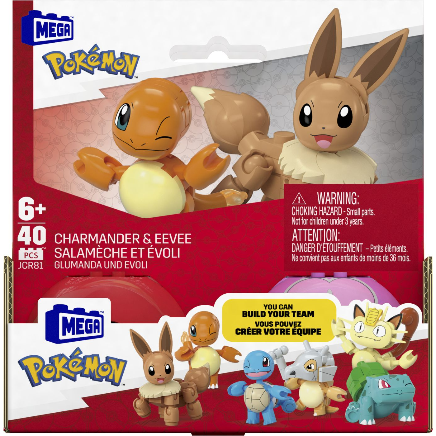 POKEMON MEGA SET TWO BALLS CHARMANDER AND EEVEE 40 PIECES