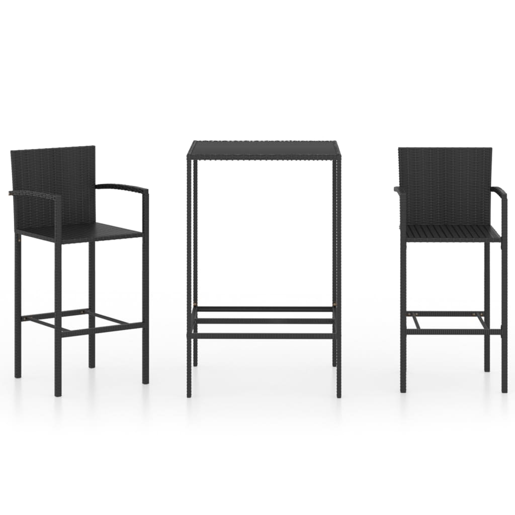 3 részes fekete polyrattan kerti bárszett (3064837)