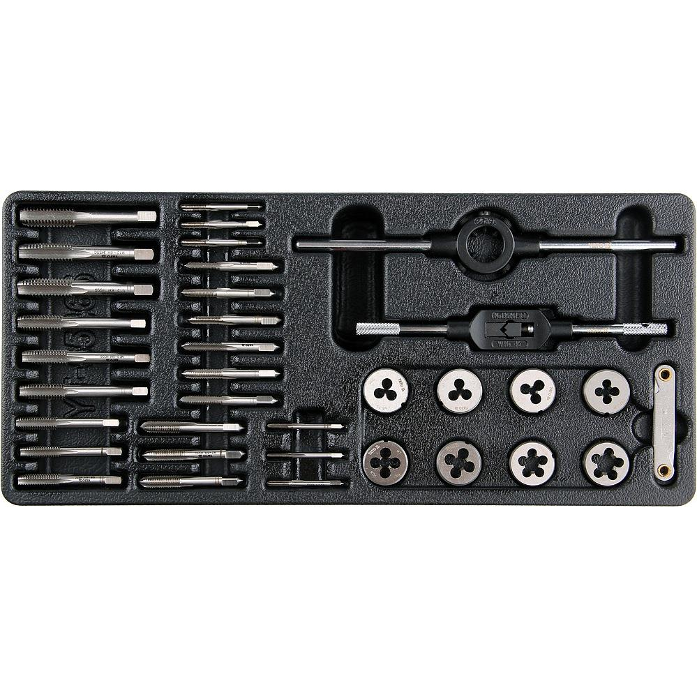 YATO fiókbetét - csapok és kerek menetvágó készlet 35 db, HCS (5906083554650)