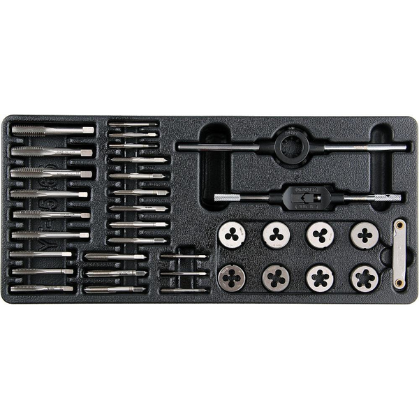 YATO fiókbetét - csapok és kerek menetvágó készlet 35 db, HCS