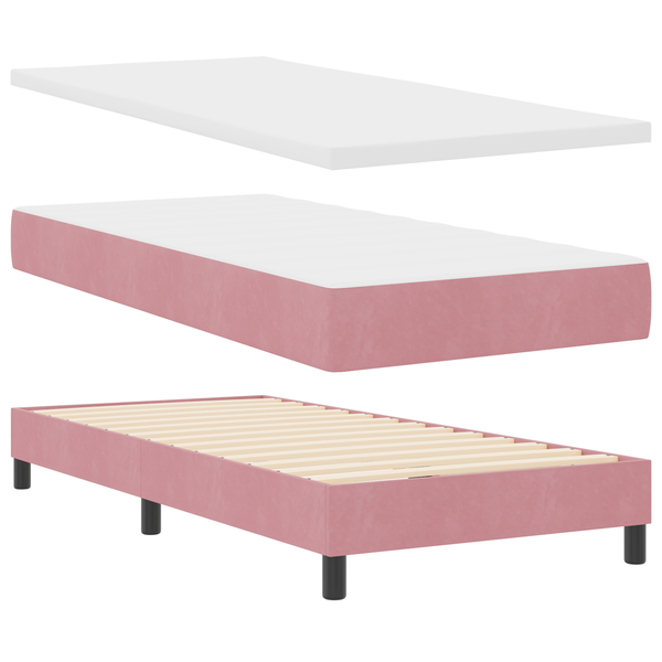 Boxspring Ágy Matrac Stílusban Rózsaszín 90x190 cm Bársony