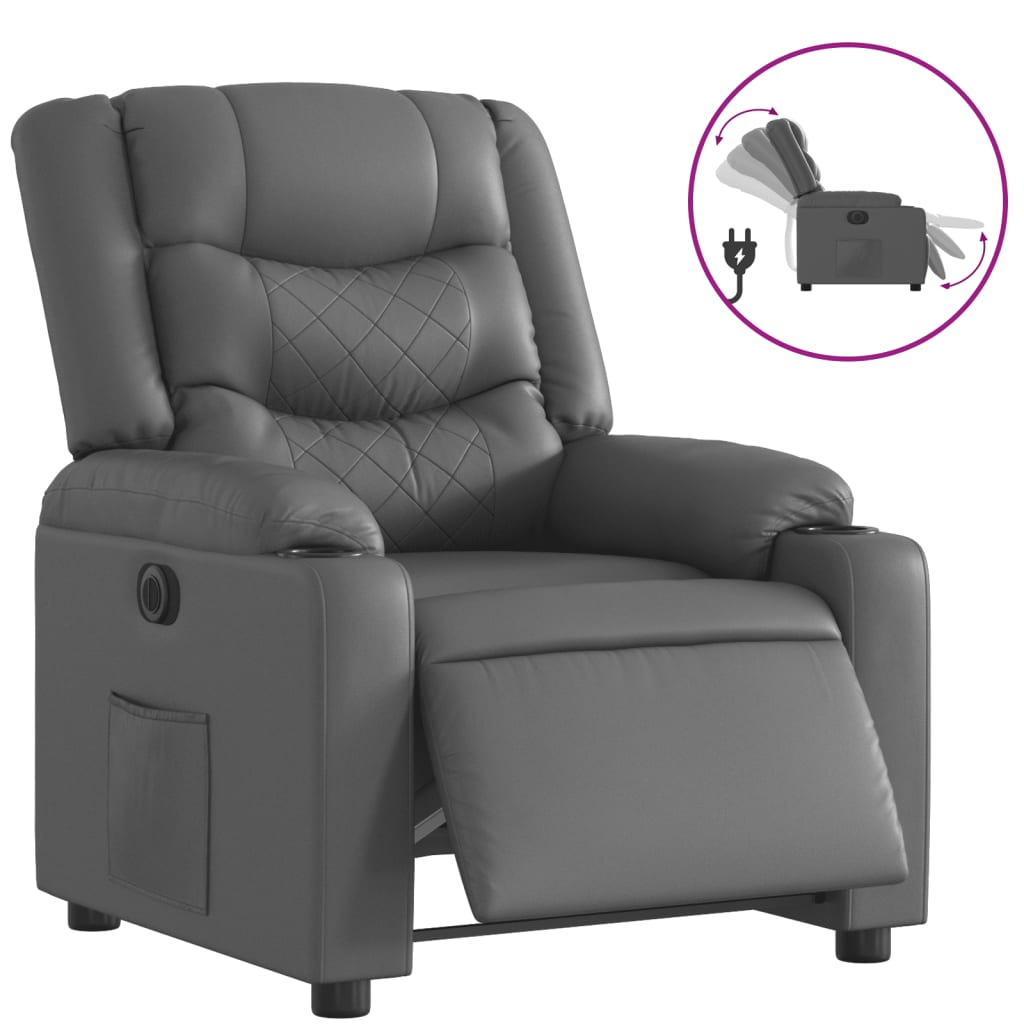 szürke műbőr elektromos dönthető fotel (3206546)