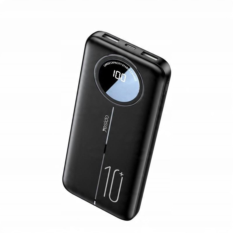 Yesido YP40 Power Bank 10000 mAh fekete, 2xUSB-A + USB-C