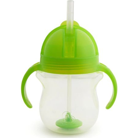 Munchkin itatópohár szívószálas súlyozott Tip and Sip 207ml 6hó zöld