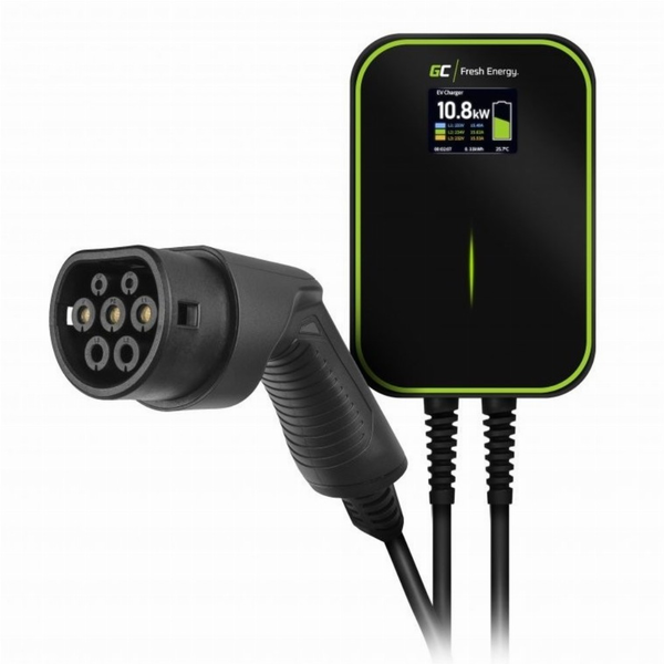 EM Green Cell Wallbox EV PowerBox 2x Ladebuche mit Typ2 Ladekabel 6m 22KW 32A Black