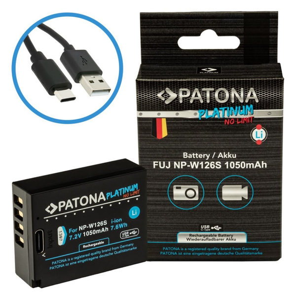 Patona PT1397 Fuji NP-W126S 1050mAh Li-Ion Platinum USB-C Akkumulátor töltő