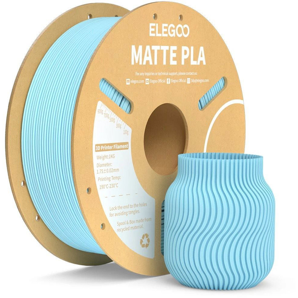 Elegoo PLA MATTE - 1,75mm, 1kg, Cardboard Spool, Ice Blue