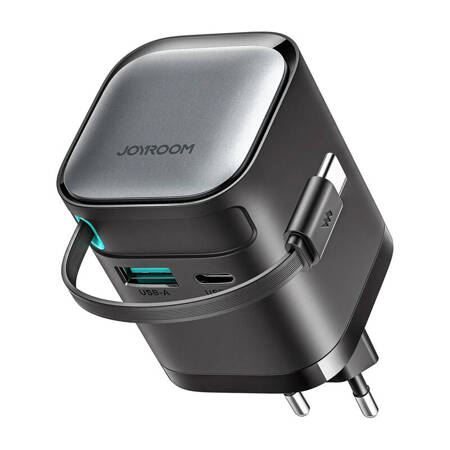 Joyroom JR-TCL02 hálózati töltő 65W USB-A, USB-C csatlakozóval és beépített USB-C kábellel (JR-TCL02)