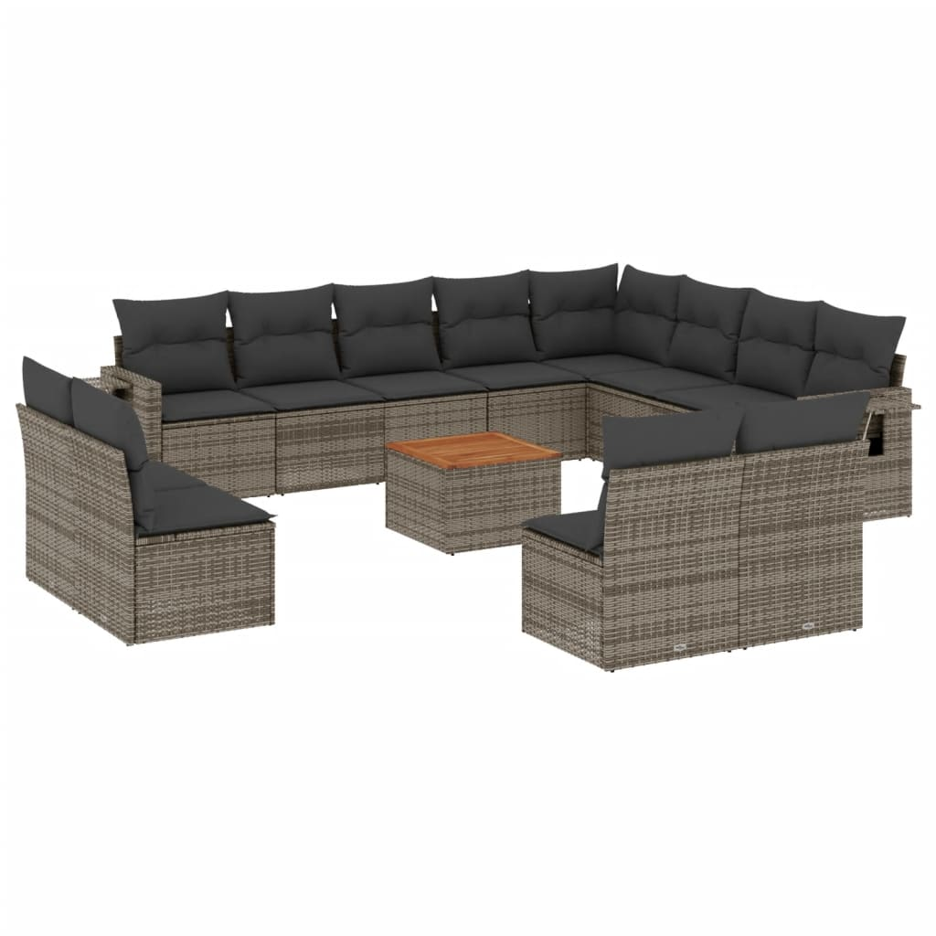 13 részes szürke polyrattan kerti ülőgarnitúra párnákkal (3224814)