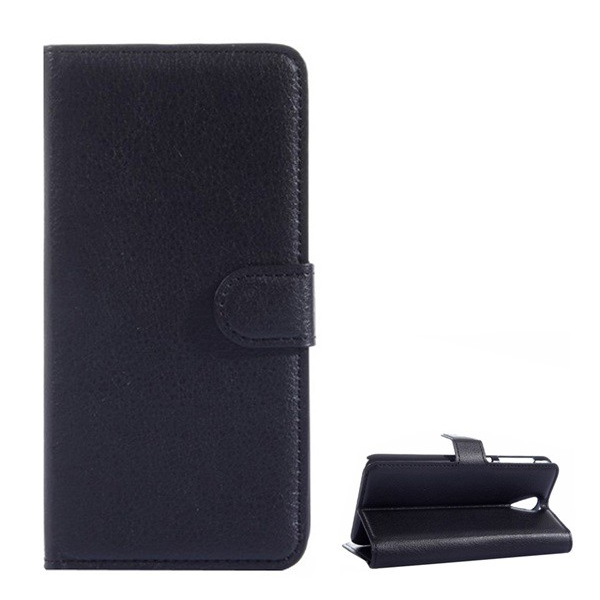 Tok álló, bőr hatású (FLIP, oldalra nyíló, asztali tartó funkció, prémium) FEKETE [HTC Desire 620G] (5996457531745)