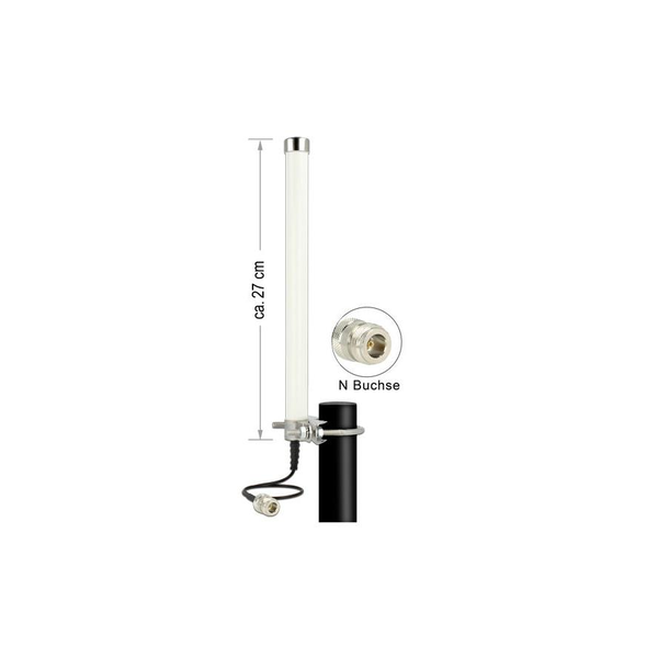 Delock LTE / GSM / UMTS Antenna N jack 2 - 6,5 dBi omnidirectional fixed pole mount white outdoor