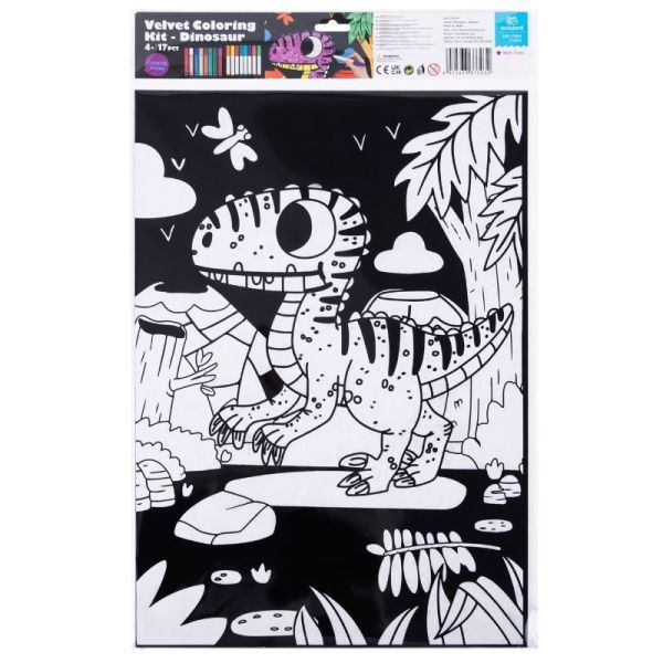 Tooky toy Tookland: Bársonyos színezőkészlet – Dinoszaurusz, 30 x 25 cm (LT107A) (LT107A)