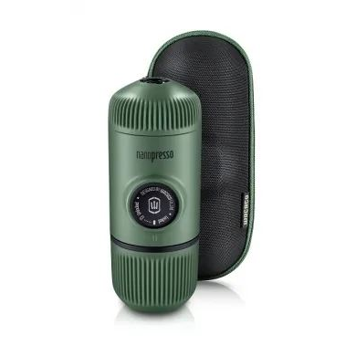 Wacaco Nanopresso mohazöld hordozható kávéfőző őrölt kávéhoz + kemény védőtok (WNANO-MG+C)