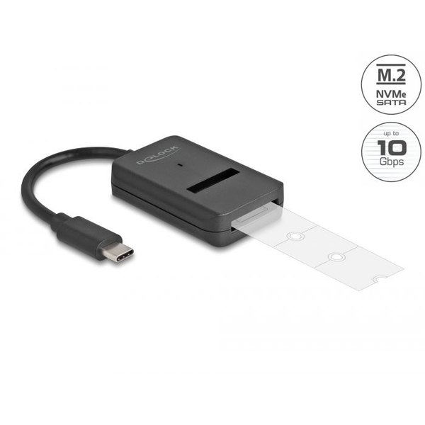 Delock M.2 NVMe PCIe vagy SATA SSD USB-C 10 Gbps sebességgel converter (64198) (DL64198)